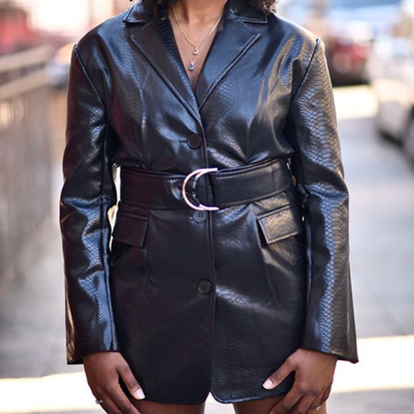 Jackets & Blazers - Fall Leather Blazer/Dress (With Belt)